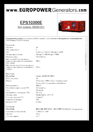 Groupes électrogènes à essence Europower EPS10000E (MA)