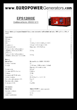 Groupes électrogènes à essence Europower EPS12000E (S)