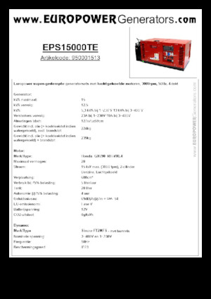 Groupes électrogènes à essence Europower EPS15000TE (S)