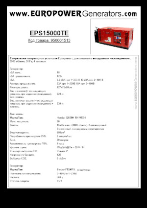 Groupes électrogènes à essence Europower EPS15000TE (S)
