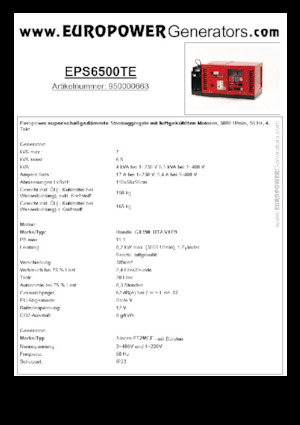 Groupes électrogènes à essence Europower EPS6500TE (S)