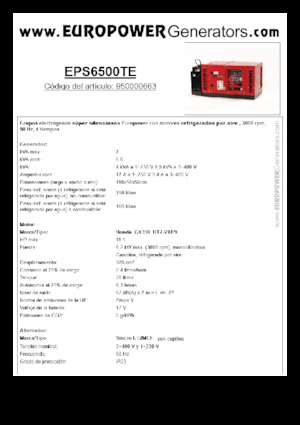 Groupes électrogènes à essence Europower EPS6500TE (S)
