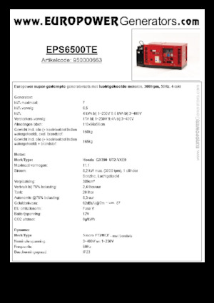 Groupes électrogènes à essence Europower EPS6500TE (S)