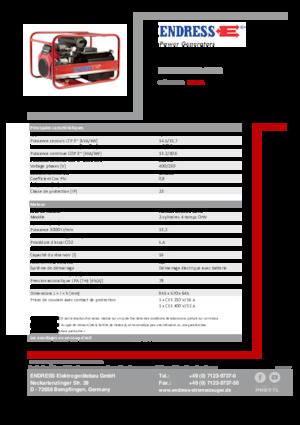 Groupes électrogènes à essence Endress ESE 1506 DHS-GT ES 