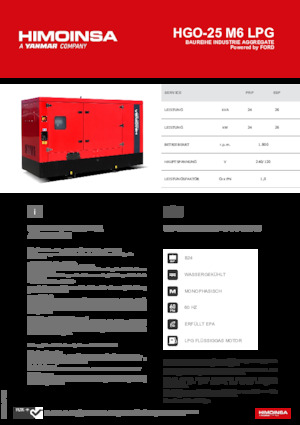 Groupes électrogènes à essence HIMOINSA HGO-25 M6 LPG