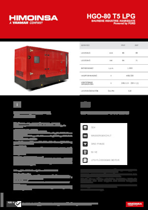 Groupes électrogènes à essence HIMOINSA HGO-80 T5 LPG