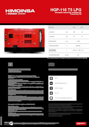 Groupes électrogènes à essence HIMOINSA HGP-110 T5 LPG