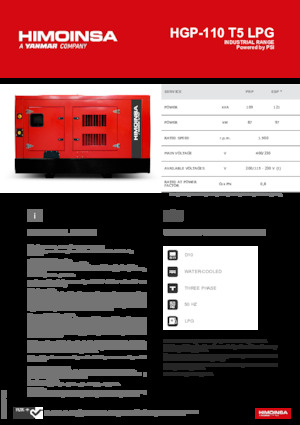 Groupes électrogènes à essence HIMOINSA HGP-110 T5 LPG