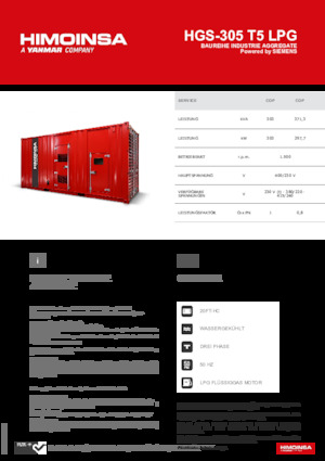 Groupes électrogènes à essence HIMOINSA HGS-305 T5 LPG