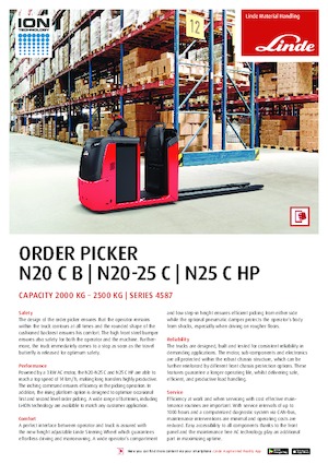 Préparateurs de commandes Linde N20C