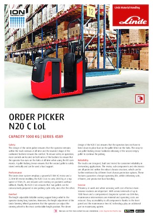 Préparateurs de commandes Linde N20C LoL