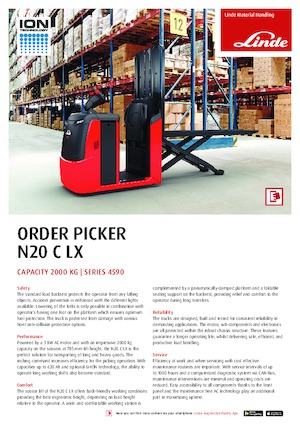 Préparateurs de commandes Linde N20C LX