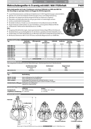 Godets à clapet hydr. Kinshofer P 40 V 600-5 T