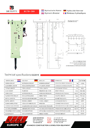 Marteaux -piqueurs hydrauliques Beilite BLTB-260