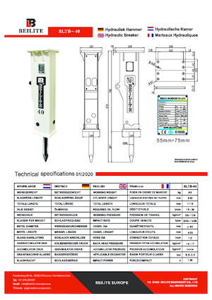 Marteaux -piqueurs hydrauliques Beilite BLTB40