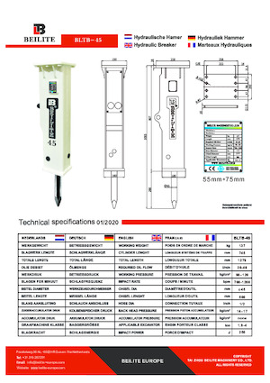 Marteaux -piqueurs hydrauliques Beilite BLTB-45
