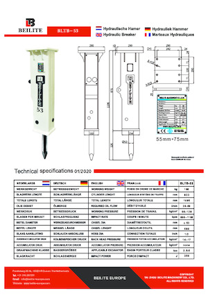 Marteaux -piqueurs hydrauliques Beilite BLTB-53