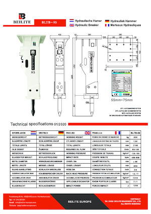 Marteaux -piqueurs hydrauliques Beilite BLTB-85
