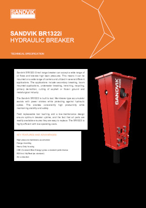 Marteaux -piqueurs hydrauliques Sandvik BR1322i