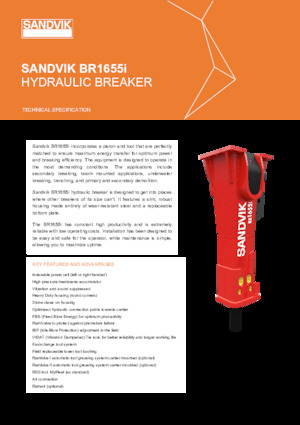 Marteaux -piqueurs hydrauliques Sandvik BR1655i