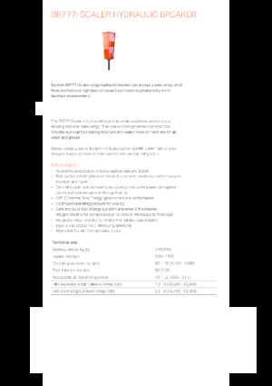 Marteaux -piqueurs hydrauliques Sandvik BR777i Scaler