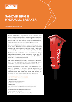 Marteaux -piqueurs hydrauliques Sandvik BR999i