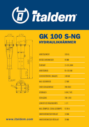 Marteaux -piqueurs hydrauliques Italdem GK 100 S-NG