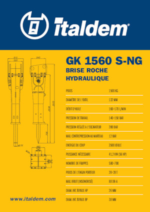 Marteaux -piqueurs hydrauliques Italdem GK 1560 S-NG