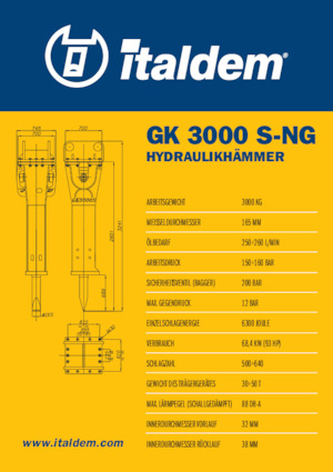 Marteaux -piqueurs hydrauliques Italdem GK 3000 S-NG