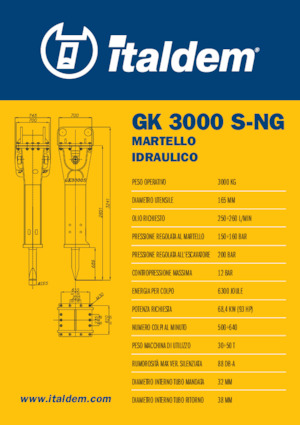 Marteaux -piqueurs hydrauliques Italdem GK 3000 S-NG