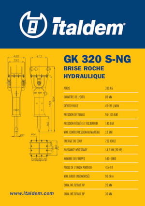 Marteaux -piqueurs hydrauliques Italdem GK 320 S-NG