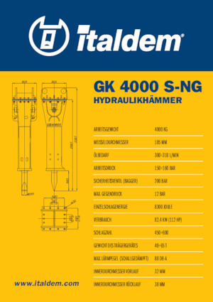 Marteaux -piqueurs hydrauliques Italdem GK 4000 S-NG