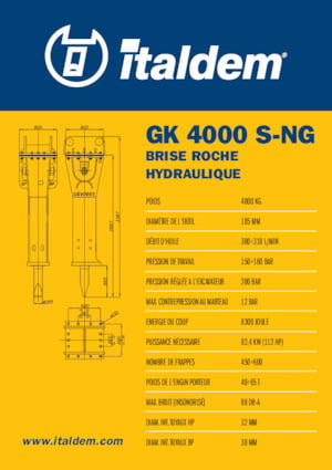 Marteaux -piqueurs hydrauliques Italdem GK 4000 S-NG