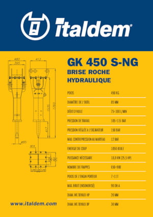Marteaux -piqueurs hydrauliques Italdem GK 450 S-NG