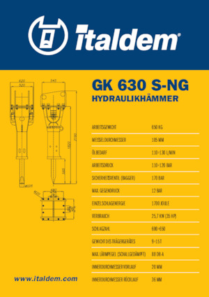 Marteaux -piqueurs hydrauliques Italdem GK 630 S-NG