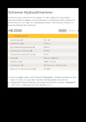 Marteaux -piqueurs hydrauliques Epiroc HB 2000