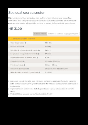 Marteaux -piqueurs hydrauliques Epiroc HB 3100