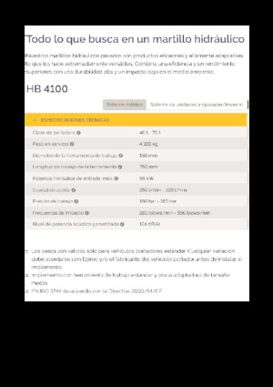 Marteaux -piqueurs hydrauliques Epiroc HB 4100