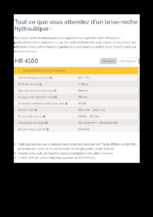 Marteaux -piqueurs hydrauliques Epiroc HB 4100