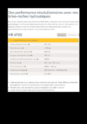 Marteaux -piqueurs hydrauliques Epiroc HB 4700