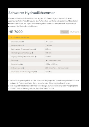 Marteaux -piqueurs hydrauliques Epiroc HB 7000
