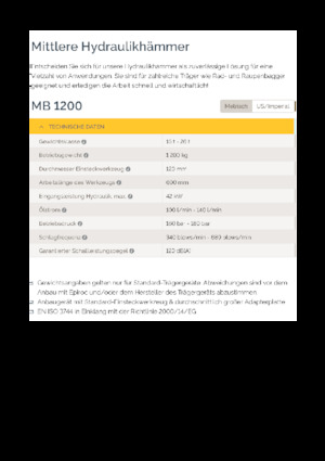 Marteaux -piqueurs hydrauliques Epiroc MB 1200
