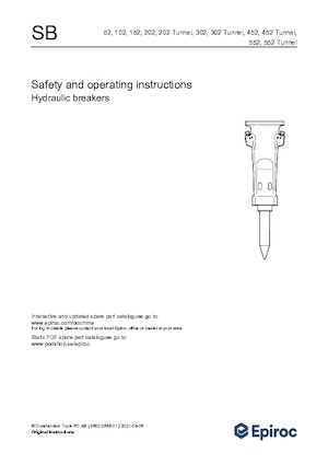 Marteaux -piqueurs hydrauliques Epiroc SB 52