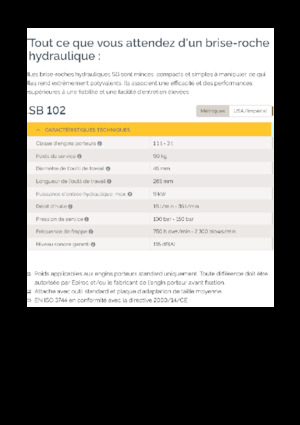 Marteaux -piqueurs hydrauliques Epiroc SB 102