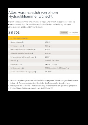 Marteaux -piqueurs hydrauliques Epiroc SB 302