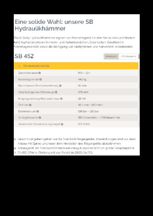 Marteaux -piqueurs hydrauliques Epiroc SB 452