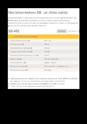 Marteaux -piqueurs hydrauliques Epiroc SB 452