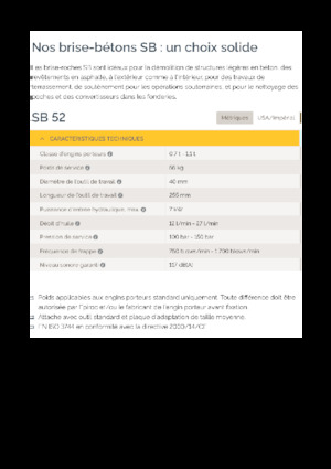 Marteaux -piqueurs hydrauliques Epiroc SB 52