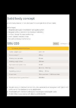 Marteaux -piqueurs hydrauliques Epiroc SBU 220