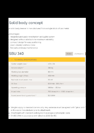 Marteaux -piqueurs hydrauliques Epiroc SBU 340